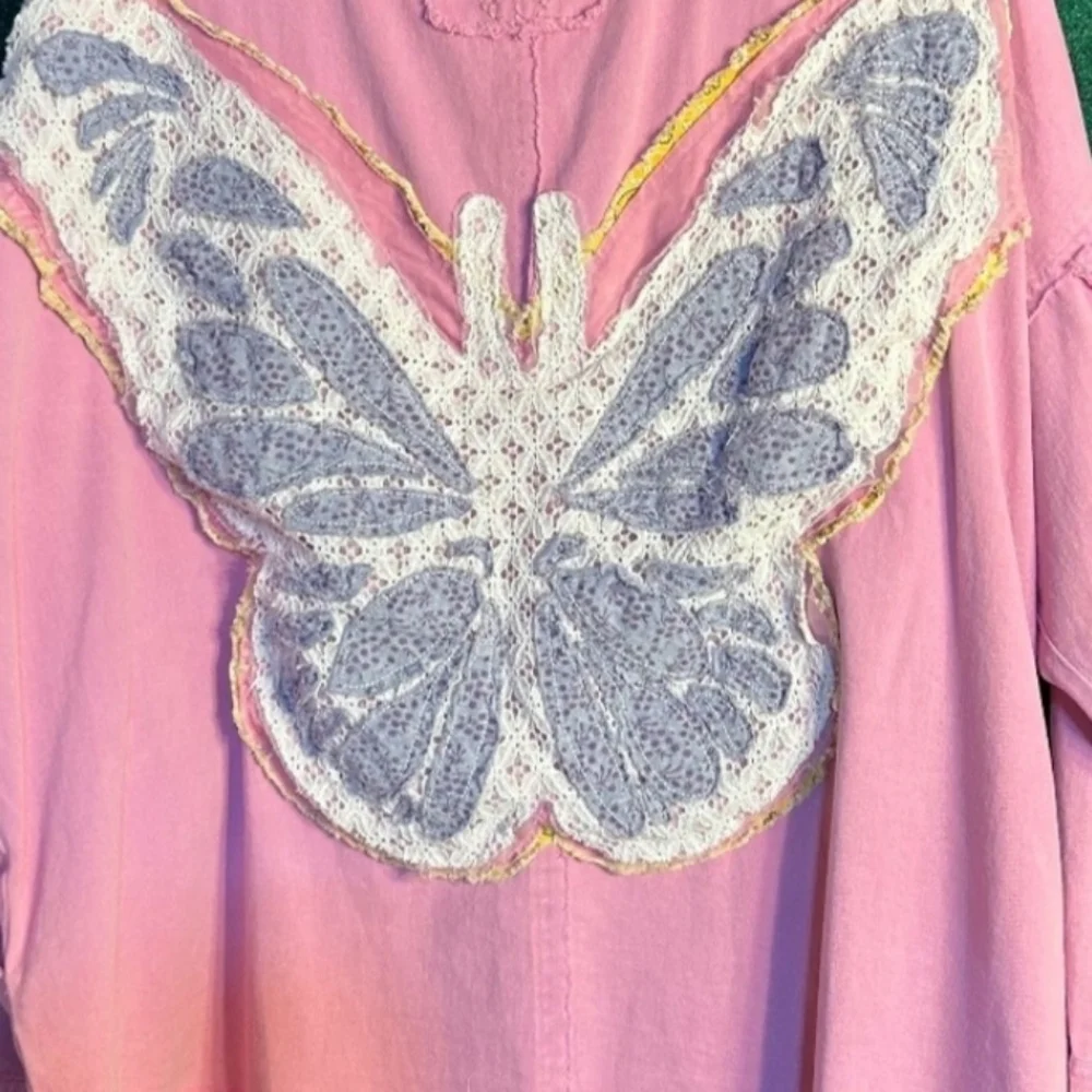 Blue Velvet Pink Butterfly Dreams  Embroidered Patch 🦋 - Picture 5 of 11